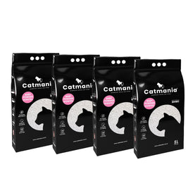 Catmania 鉱物系 ベントナイト 白い猫砂 ターキッシュホワイトの猫砂 5L(4.25kg)×4個セット (ベビーパウダー×4)