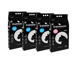 Catmania 猫砂 トイレ砂 鉱物 鉱物系 固まる 白い猫砂 ターキッシュホワイトの猫砂 5L(4.25kg)×4個セット (カーボン粒子入り×3 + ベビーパウダー×1)