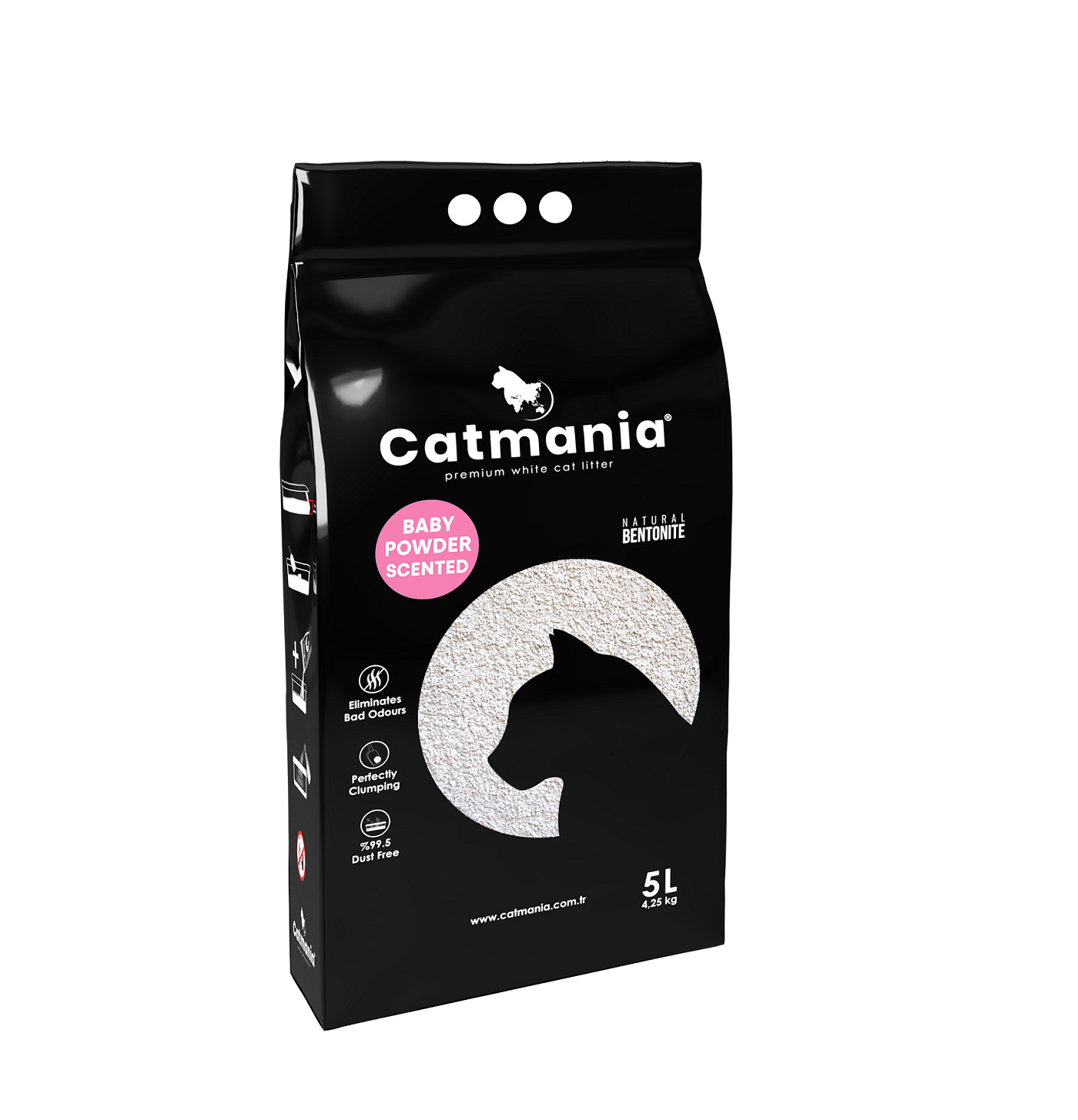 Catmania 鉱物系 ベントナイト 白い猫砂 ターキッシュホワイトの猫砂 ベビーパウダー5L(4.25kg)×1個 お試し用商品